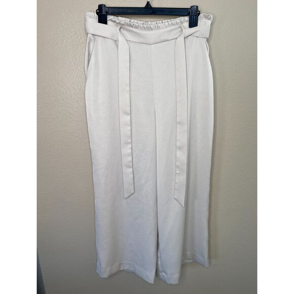 Lauren Conrad Womens tan Pants Medium wide leg belt polyester elastic waist - Picture 2 of 8